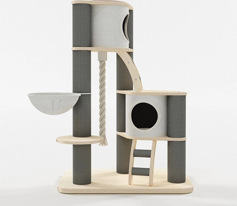 Cave cat climbing frame L solid wood scratching column cat grinding claws cat nest space capsule supplies