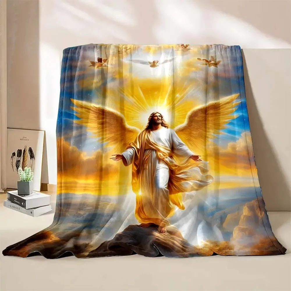 God Jesus Believer Pray Blanket Printed Blanket Bedroom Livingroom Bed Warm Soft Comfortable AirConditioner Office Travel Thin