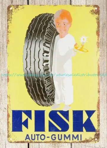 Fisk Tires metal tin sign plaques unframed art