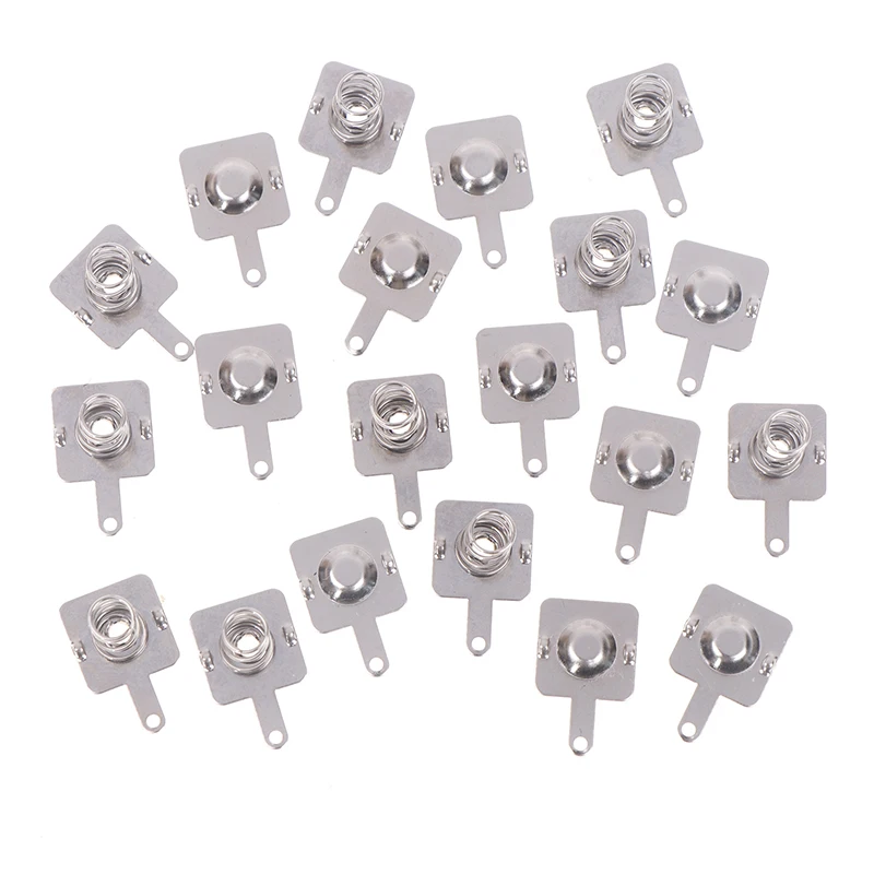 5Sets 12MMx12MM - + Replacement Metal Spring Contact Plate Silver Unidirectional Slot For AA Battery Case