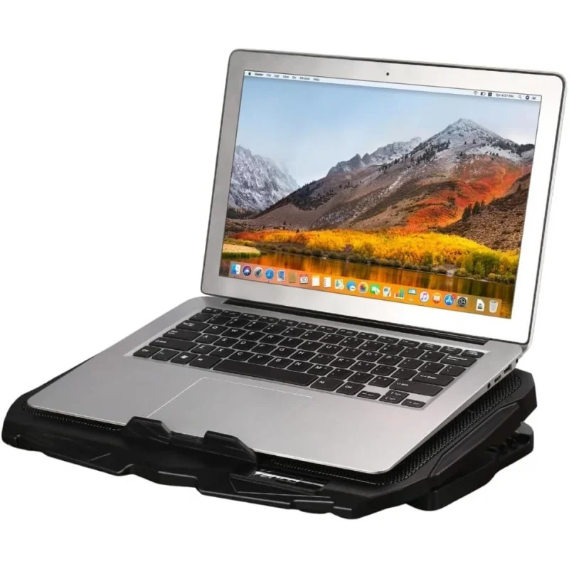 وسادة تبريد للكمبيوتر المحمول LED - مراوح مزدوجة (125 مم + 70 مم)، أضواء RGB، تحكم في سرعة LCD، 4 زوايا قابلة للتعديل لأجهزة الكمبيوتر المحمولة مقاس 9 بوصات - Ultra Qui #3