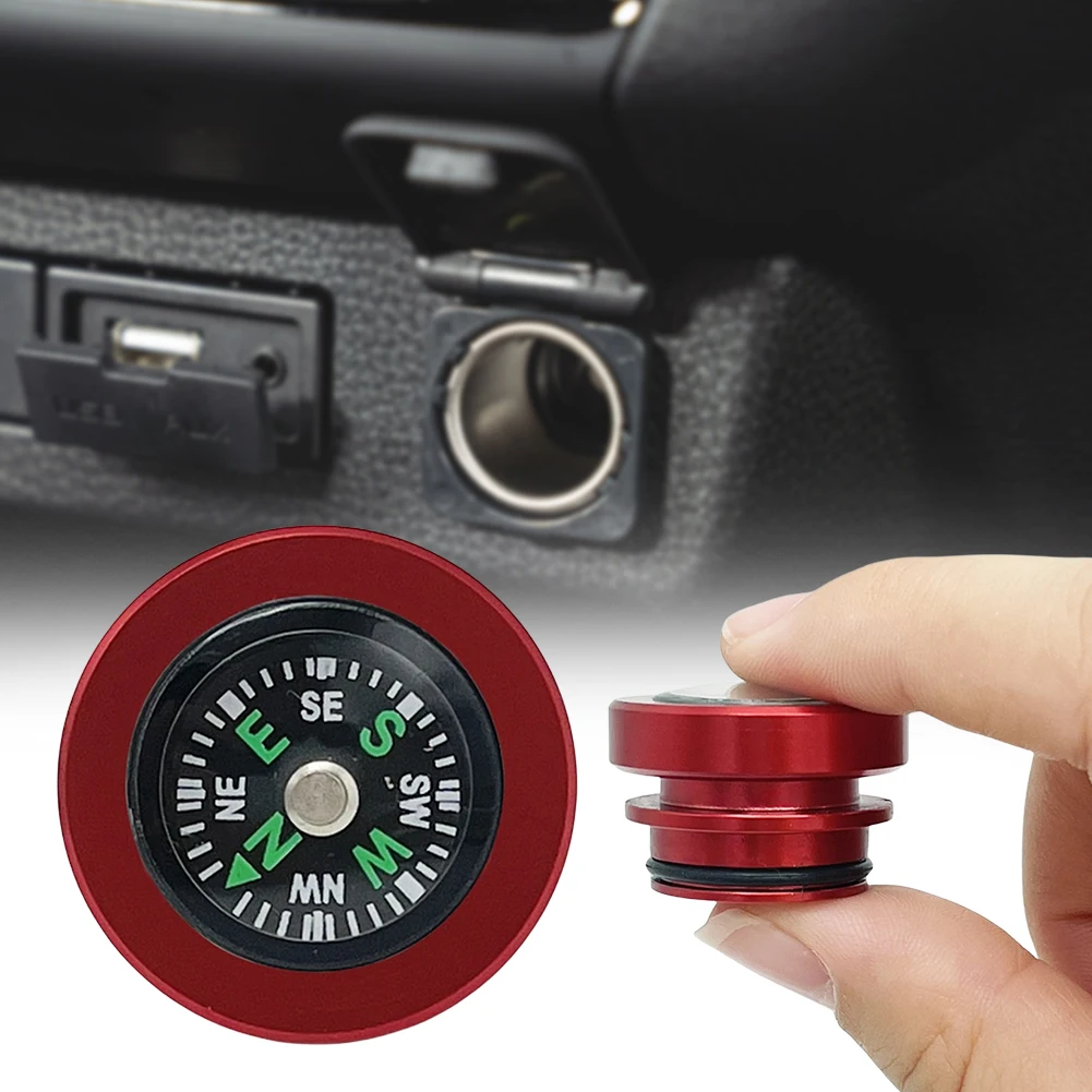 Compass Button Car Cigarette Lighter Plug Car Cigarette Lighter Plug Cover Dustproof Aluminum Alloy Waterproof for Auto Vehicles