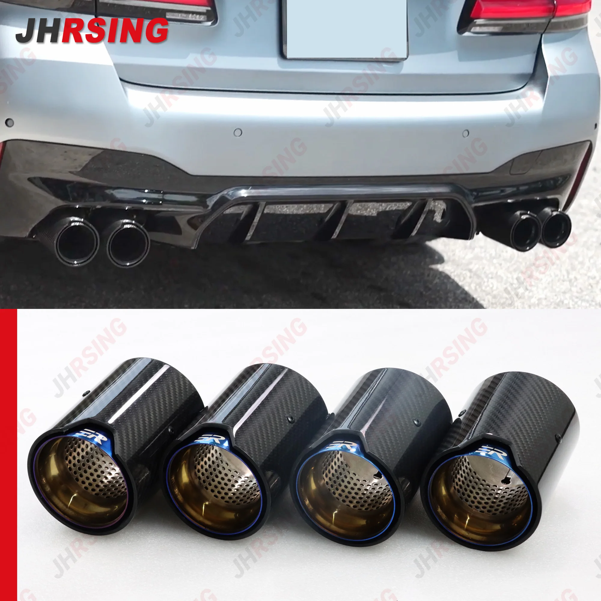 

1PCS fit for M2 F87 M3 F80 M4 F82 F83 Exhaust Tip modified Carbon Fiber tail Muffler Nozzle pipe tips ER LOGO