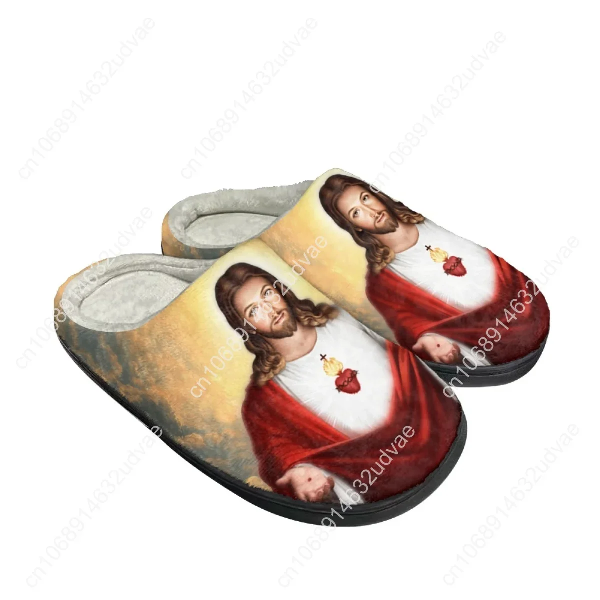 

Religion Jesus Virgin Mary Painting Cotton Slippers Man Women Shoes Indoor Winter Autum Soft Soled Slides Pantuflas Custom Shoe