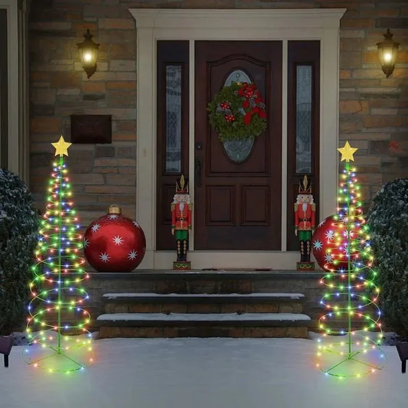 Solar Powered Xmas LED Stake Lights Waterproof Outdoor Lamp for Yard Garden Christmas Tree Holiday Home Party Ornament