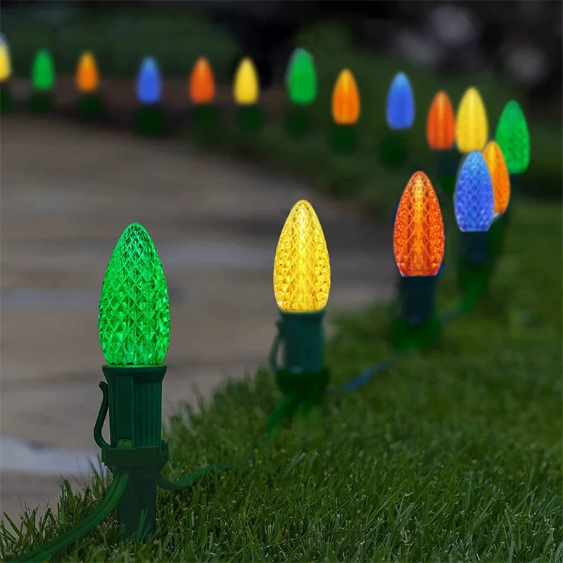 C9 E17 LED Christmas Candle Lights  0.8W 110V 220V Outdoor SMD Globe Lights Strawberry Decorative Lighting Landscape