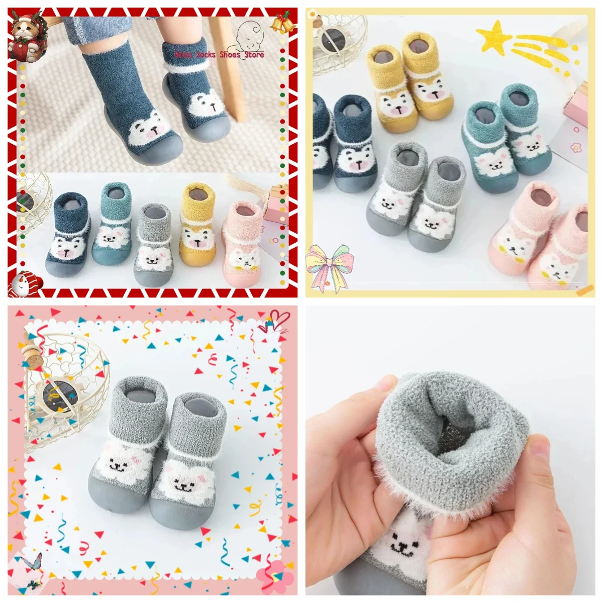 

Cute Boys And Girls Cartoon Shoes Winter Thickened Warm Toddler Shoes Baby Soft Bottom Indoor Children's Floor Shoes
