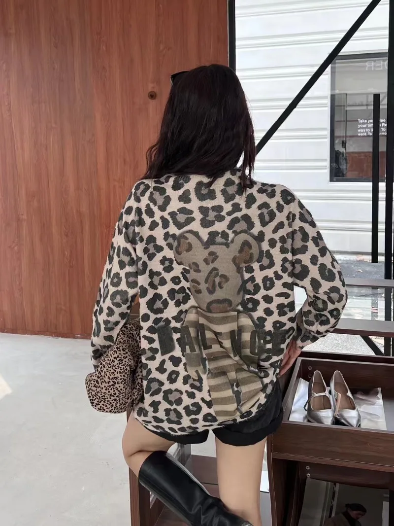 2024 Herfst Winter Nieuwe Koreaanse Temperament Casual Veelzijdige Truien Cartoon Gedrukt Gebreide Top Modieuze Lange Mouwen Trui