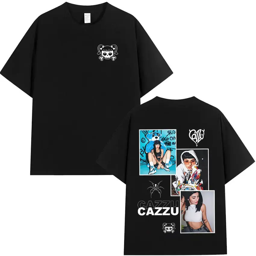 

Певица Cazzu Harajuku Графика Футболка Мужская Женская Негабаритная Футболка С Коротким Рукавом Повседневная Хлопковая Летняя Одежда Хип-Хоп Подростки