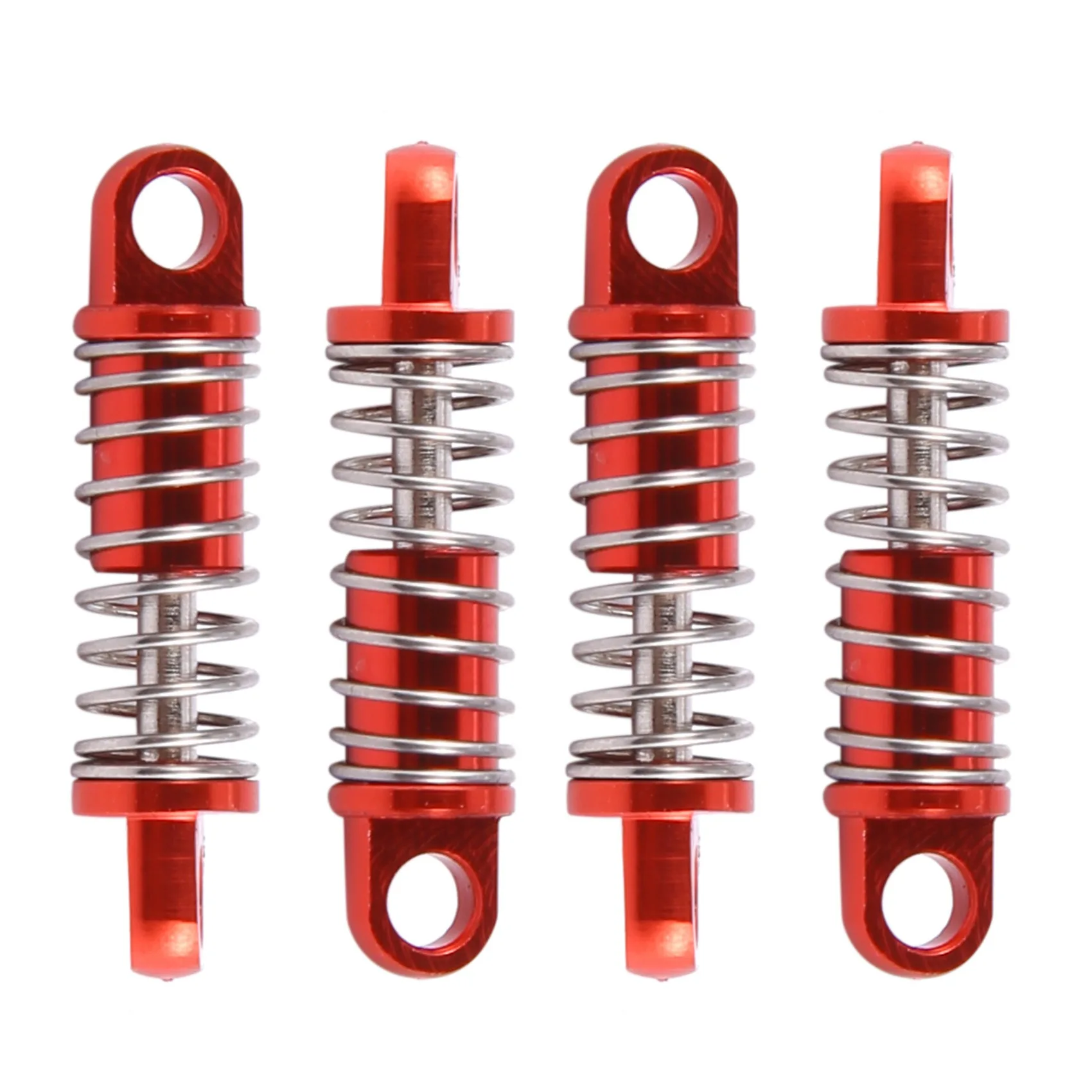 4ชิ้นตัวหน่วงตัวหน่วงการสั่นสะเทือนอัลลอยประเภทบรรจุน้ำมันสำหรับงานอดิเรก RC รุ่นรถ1/28 wltoys K969 K989ดริฟท์แรลลี่สีแดง