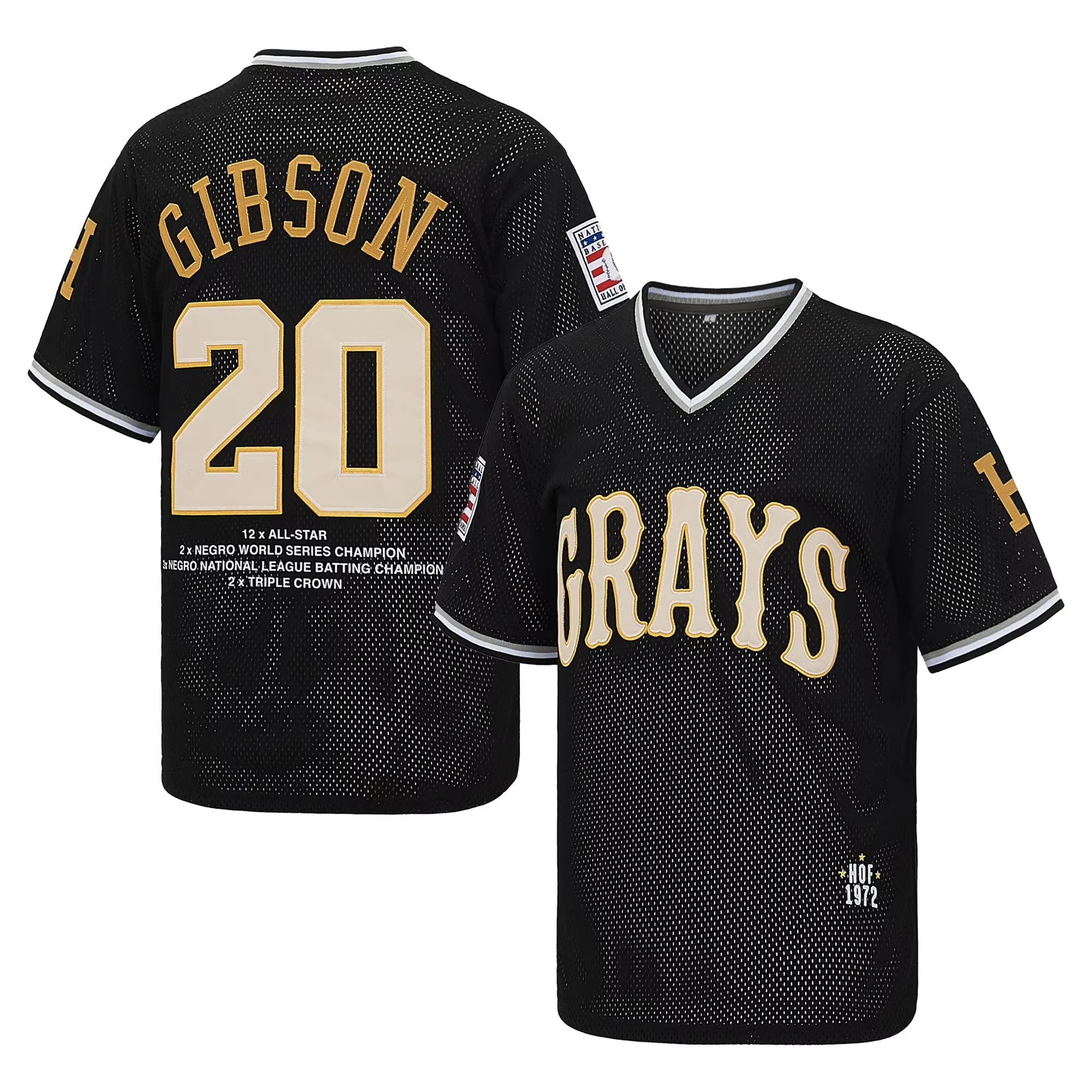 Men's Homestead Grays Josh Gibson #20 Baseball Jersey Embroidered V-Neck Pullover Negro League 1972 Fan Apparel Unisex