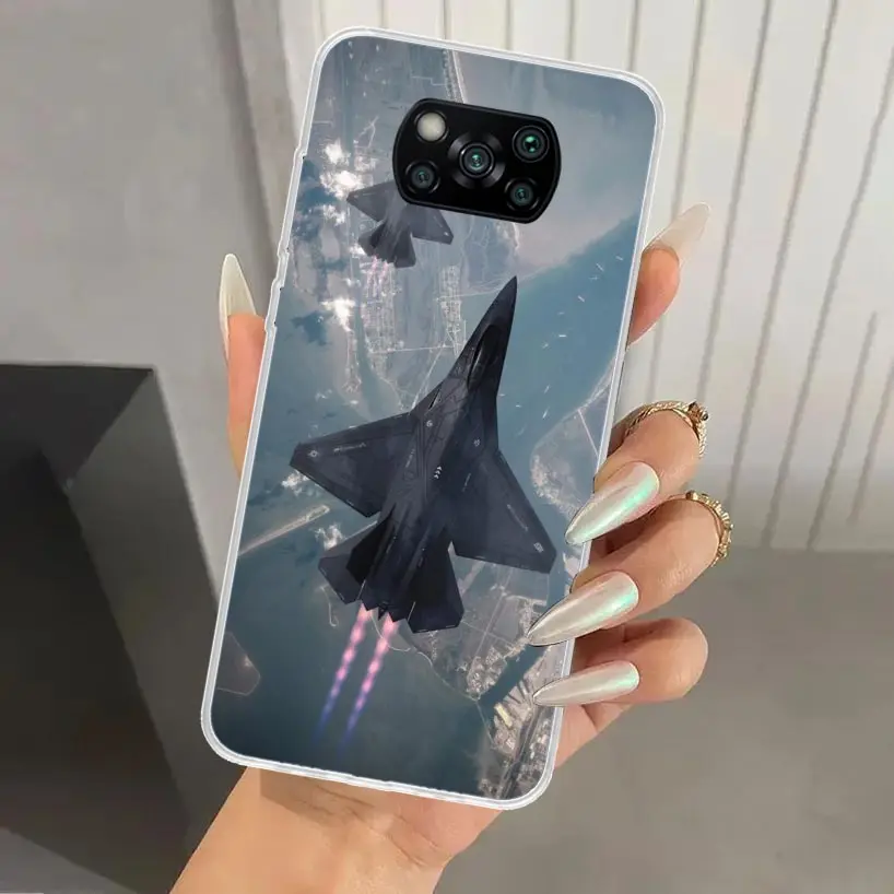 Military Aircraft Warship Fighter Phone Case for Xiaomi Poco X6 X5 X4 X3 Nfc F6 F5 F4 GT F3 F2 Pro F1 M5S M4 M3 5G Soft Funda Pr