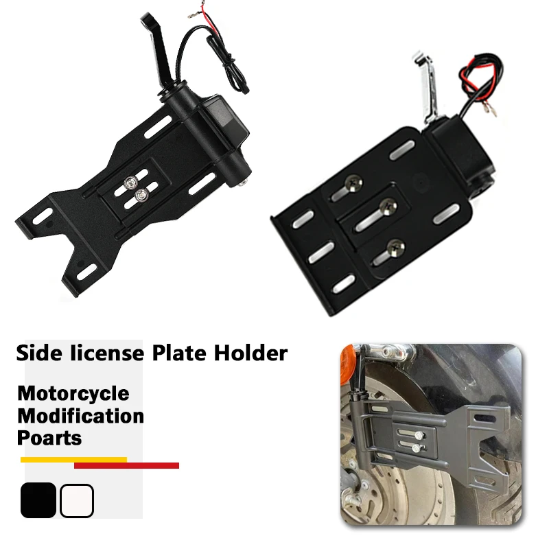 

Motorcycle Side License Plate Holder LED Display Bracket For Harley Sportster XL883 XL 1200 Dyna Low Rider FXDLS Street Bob FXDB