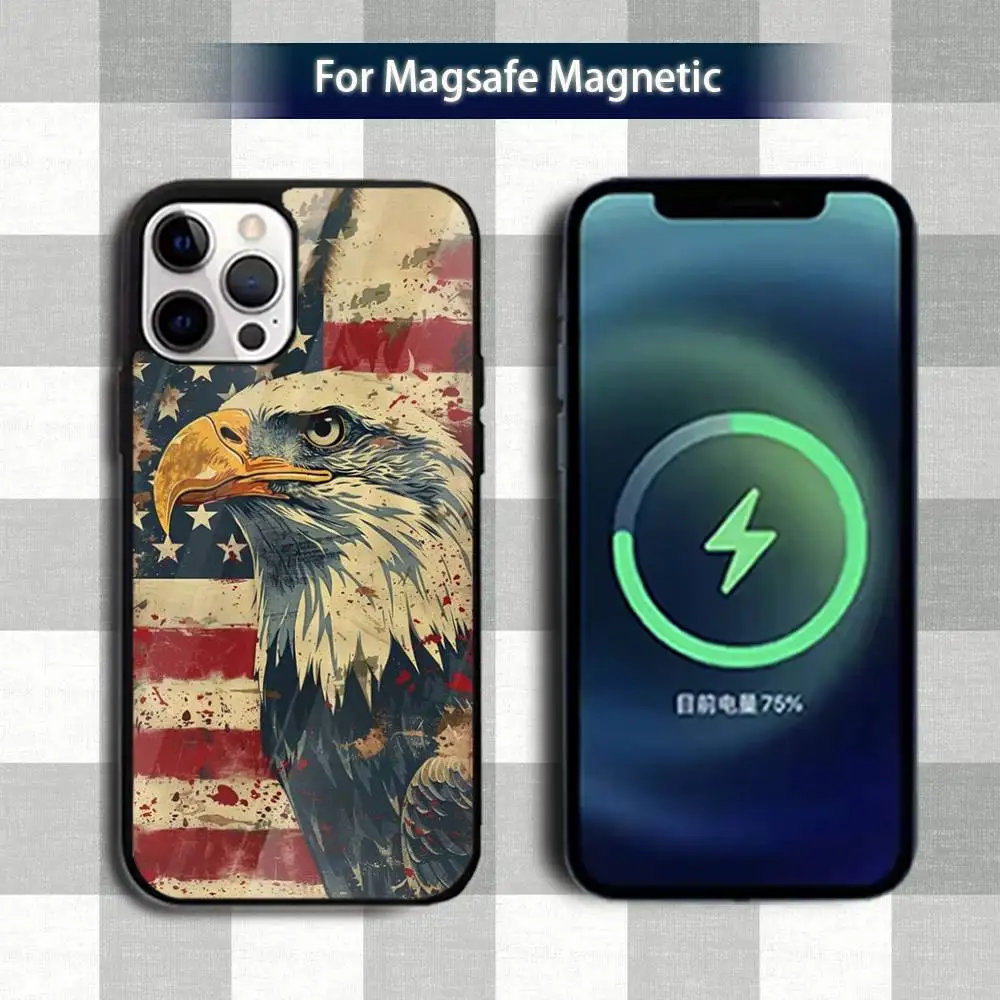 حافظة هاتف بعلم أمريكا U-USA لهواتف iPhone 13,12,15,17,11,16,14,Pro,Max,Plus,Mini,Magsafe,حافظة شحن لاسلكية مغناطيسية #2