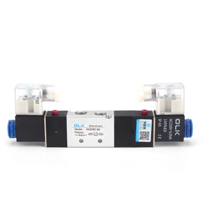 Electromagnetic valve 4V230C/E/P-08-06 1/4'' Ports 3 Position 5 Way Air Solenoid Valve Central Closed cylinder control valve OEM