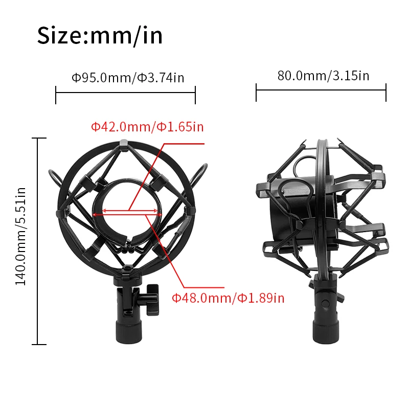 Pro Microphone Mic Shock Mount fits many MXL, EV mics & more (1 5/8 - 1 6/8