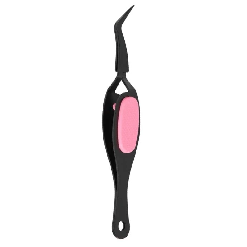 Durable Reverse Grip Tweezers DIY Jewelry Tool Soft Grip Crossing Lock Curved Tweezers Pointed Tip Tweezers