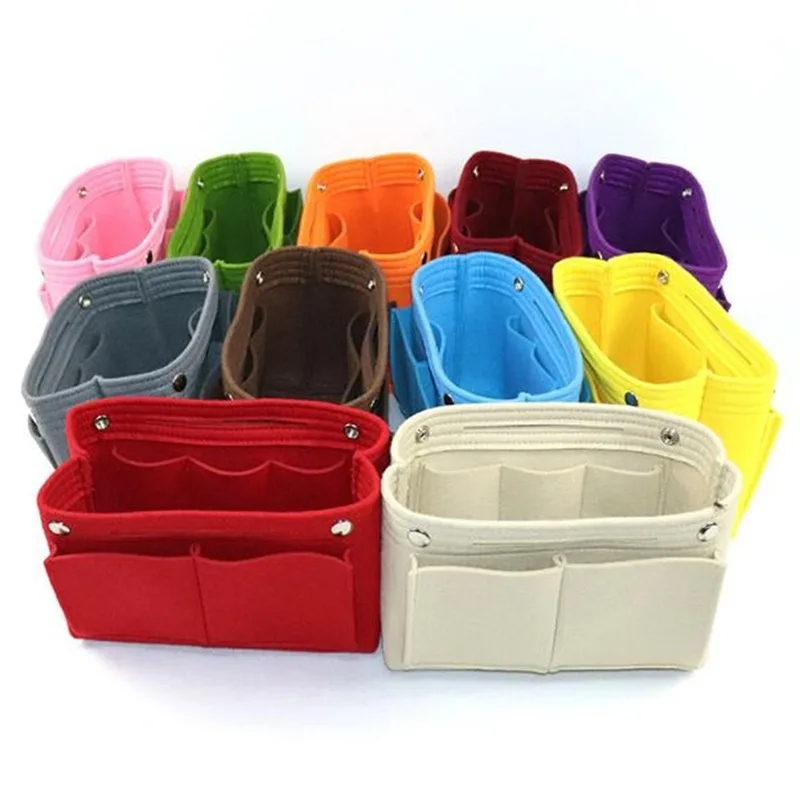Bolsa de fieltro para mujer, organizador de cosméticos, bolsas de maquillaje con múltiples bolsillos, bolsa interior, bolsos aptos