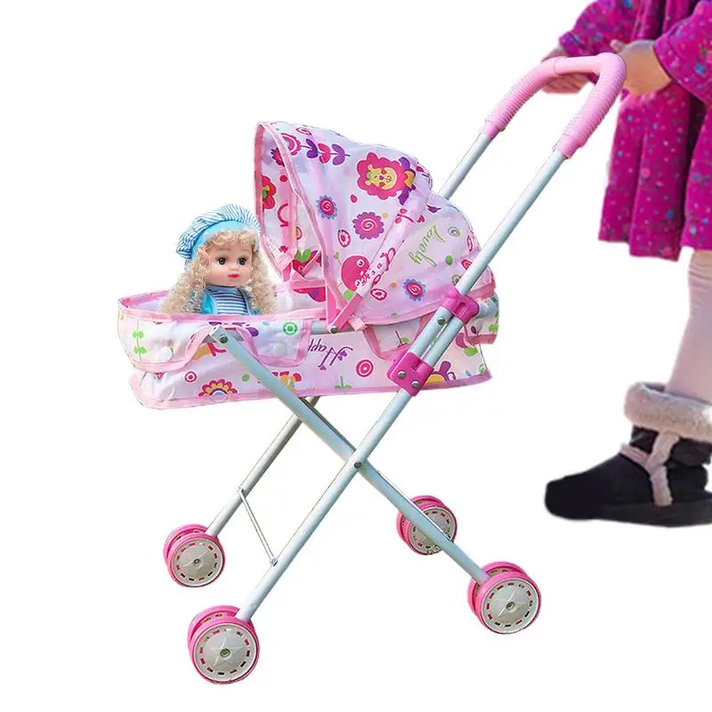 

Play Stroller Foldable & Retractable Canopy Kid Stroller Girls Toy Stroller For Indoor & Outdoor Use Kids Girl Doll Accessories