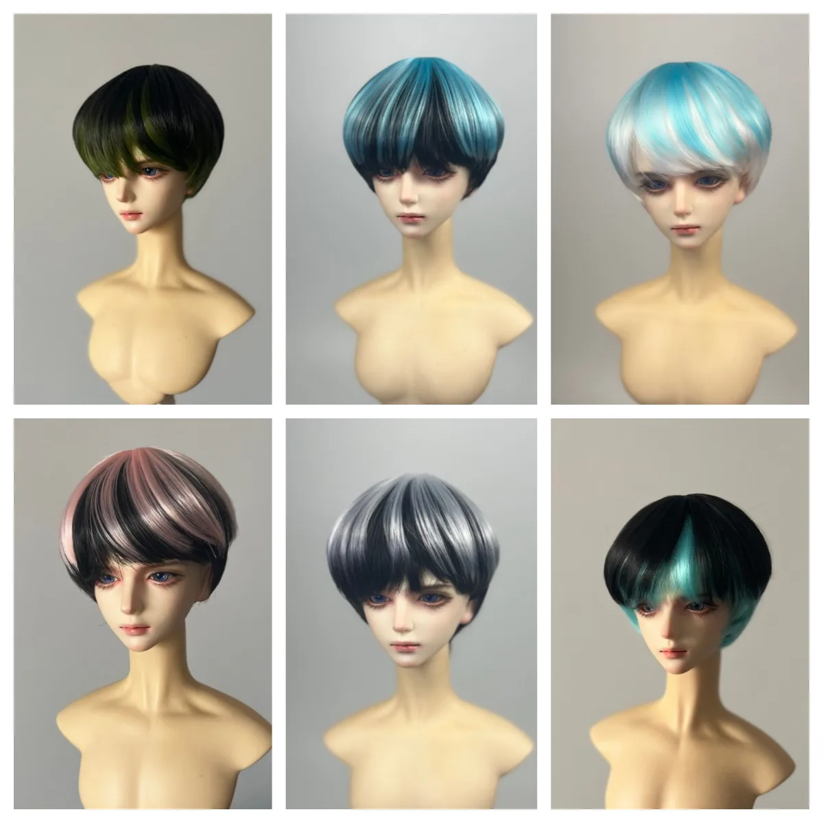 

(Customized) Doll's Wig for 60/45/30cm Bjd Doll Color Blocked Short Hair Dress Up Girl Toy 1/3 1/4 1/6 Doll Accessories, No Doll