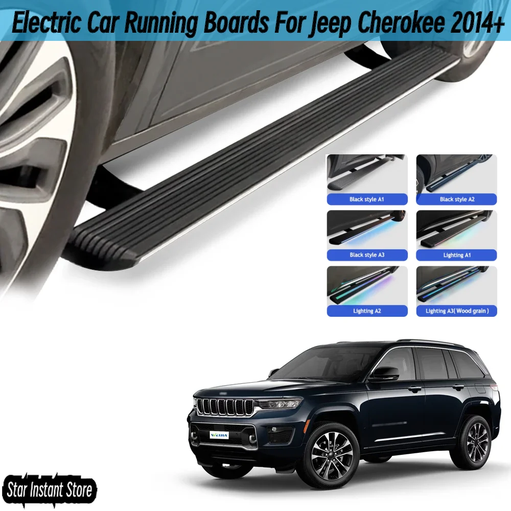 

Автоматические выдвижные подножки для Jeep Cherokee 2014+, электрические боковые ступеньки со светодиодной подсветкой, противоскользящая педаль