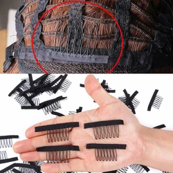 Peines de acero inoxidable para pelucas, 10 unidades por lote, suministro de fábrica, Clips para extensiones de cabello, los mejores Clips para pelucas, 7 heeth grandes