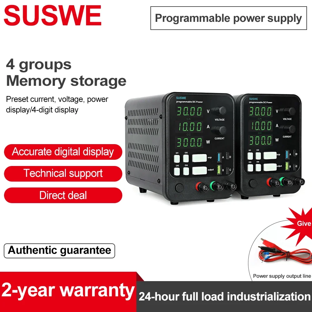 Imagem -02 - Suswe-fonte de Alimentação dc Ajustável Laboratório de Alimentação Carregamento da Bateria Ensino Galvanoplastia Química 30v 60v 120v