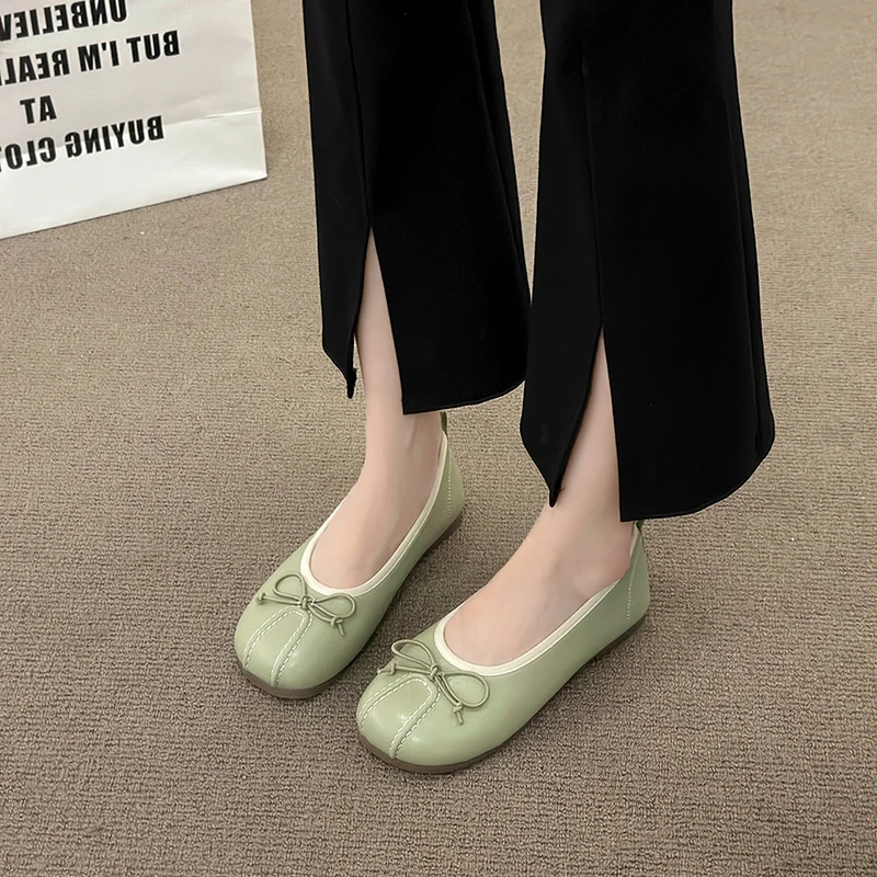 

Женские туфли без застежек с бантиком, универсальные удобные туфли-бабочки без застежек, 2024