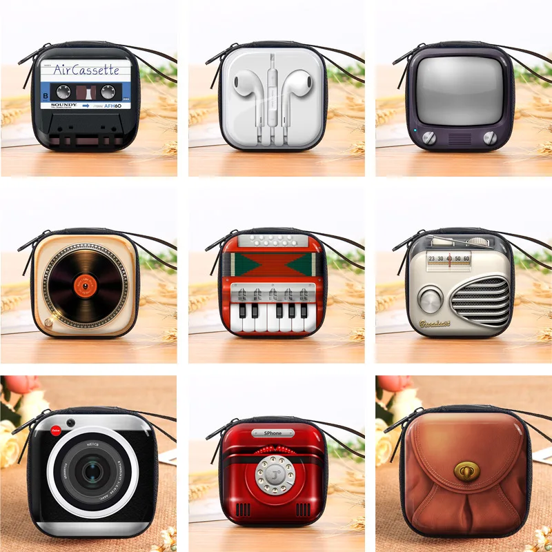 1pcs Mini Portable Earphone Bag Coin Purse Headphone USB Cable Case Storage Box Wallet Carrying Pouch Bag Earphone
