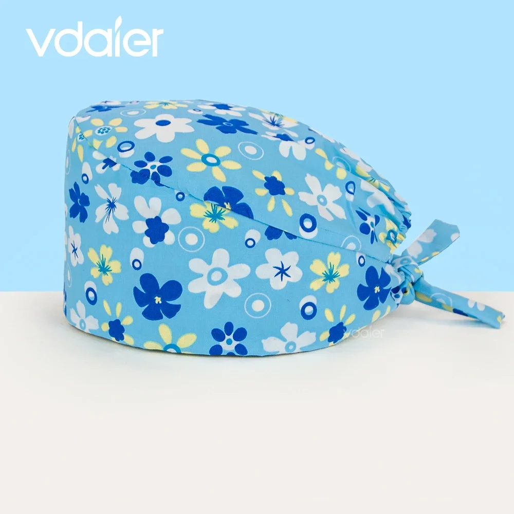 Gorro médico con estampado Unisex, gorros de Hospital y de trabajo, para trabajadores de la salud, para clínica de mascotas, esteticista, enfermería