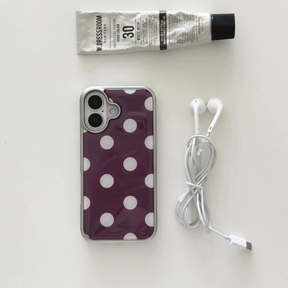 Korean Korean Ins White Polka Dots Purple Phone Case For iPhone 18 DUO 17 16 15 14 13 12 11 PRO MAX 17air PLUS Surface Glossy Cover - Aliexpress Deal