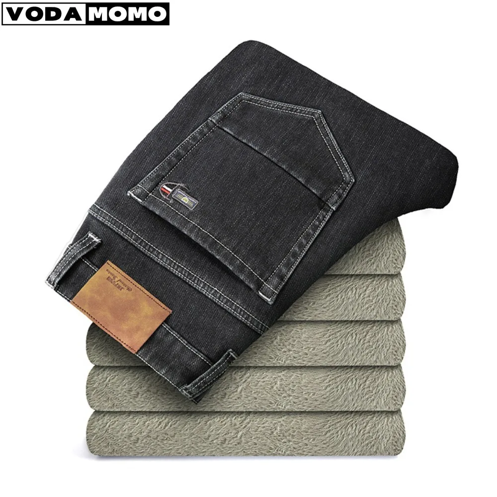 

2025 New Autumn Winter Warm Fleece Jeans Men High Quality Pants Warm thicker Flocking Warm Soft Trousers Men jeans men pants
