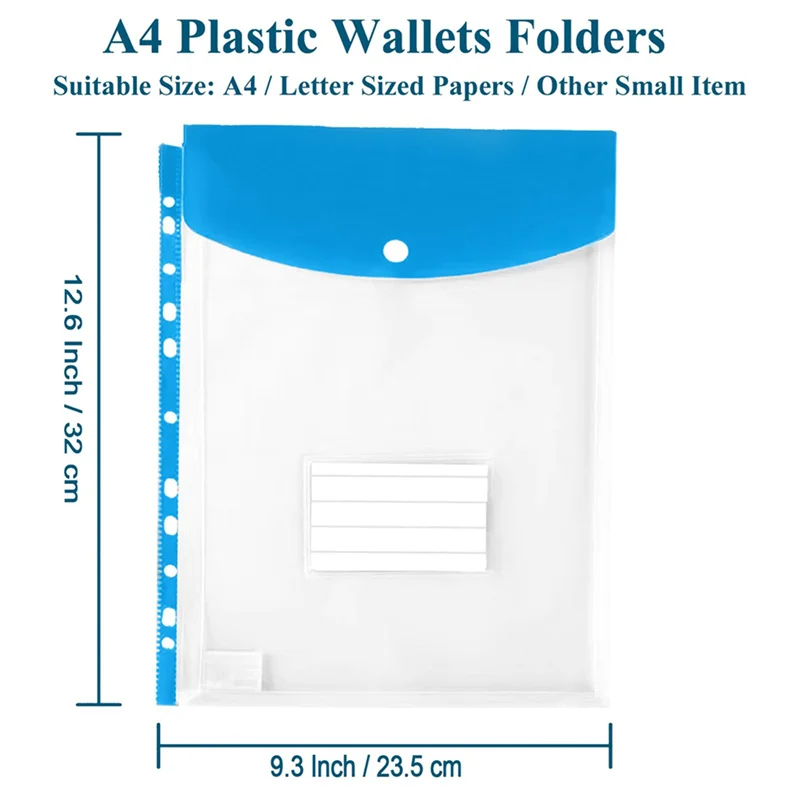 L53A-24Pack مظاريف بلاستيكية، جيوب مجلدة لـ 3/4/11 حلقة الموثق، منظم مستندات قابل للتوسيع مع زر سريع وملصق