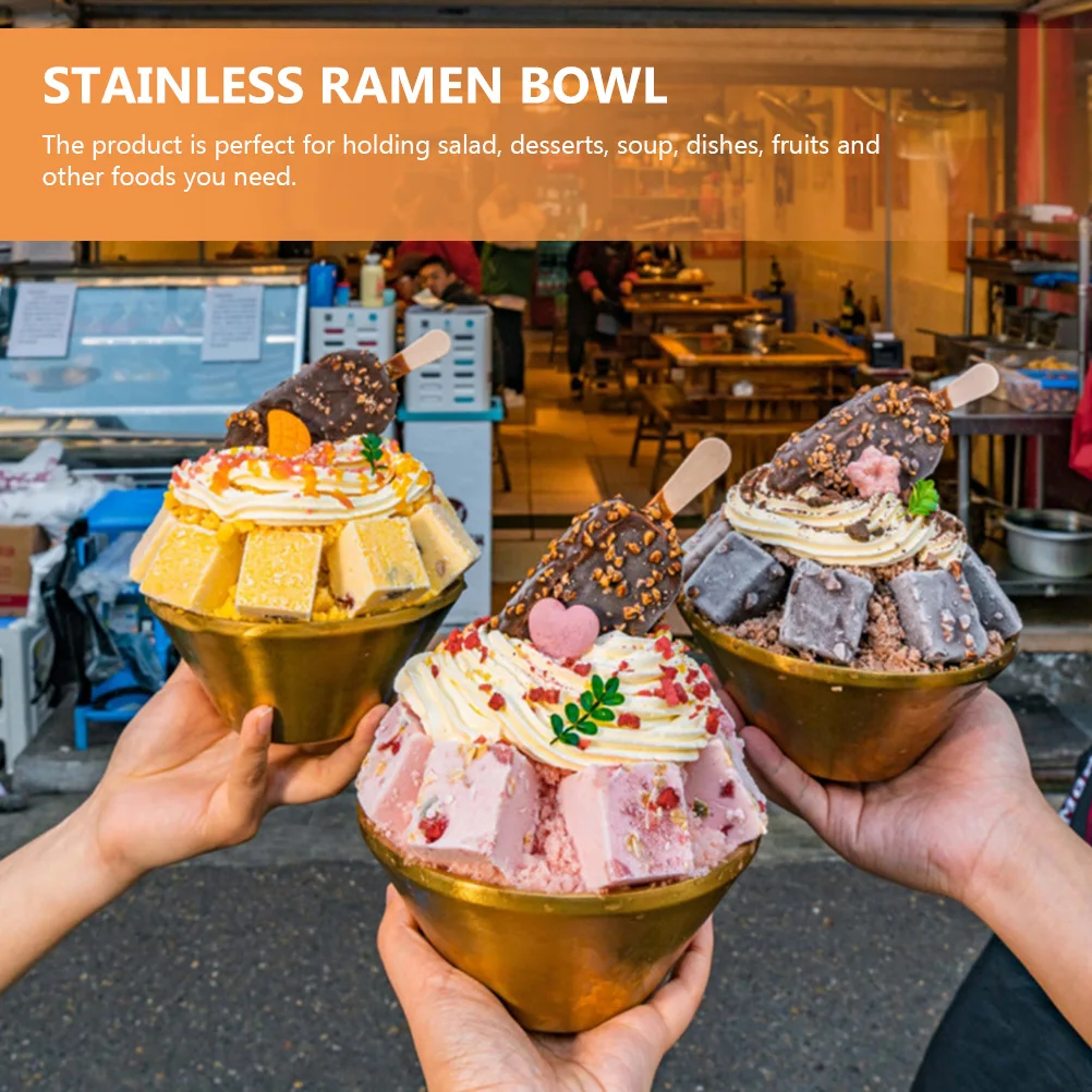 

Stainless Ice Cream Bowl V-Shape Design Easy Clean Long-Lasting Salad Desserts Soup Fruits Foods Gift Exquisite Detail Bright