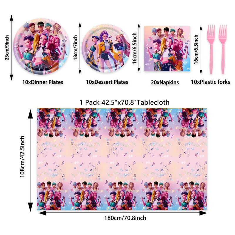 شيطان الصيادين Kpop زينة عيد الميلاد أدوات المائدة مفرش المائدة لوحات هنتركس Kpop كعكة توبر الحلوى الفشار الثور القرن صندوق الستار #4