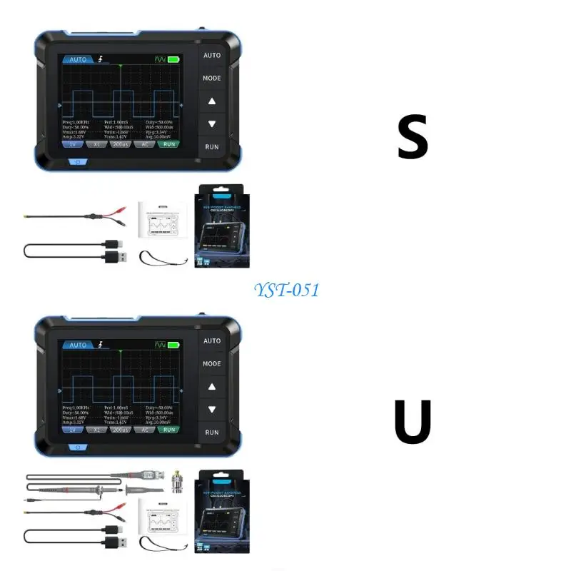 

E15A Pocket Size Oscilloscope 1000mAh Battery Digital Oscilloscope 5MSa/s Sampling Rate Type-C Rechargeable Generator