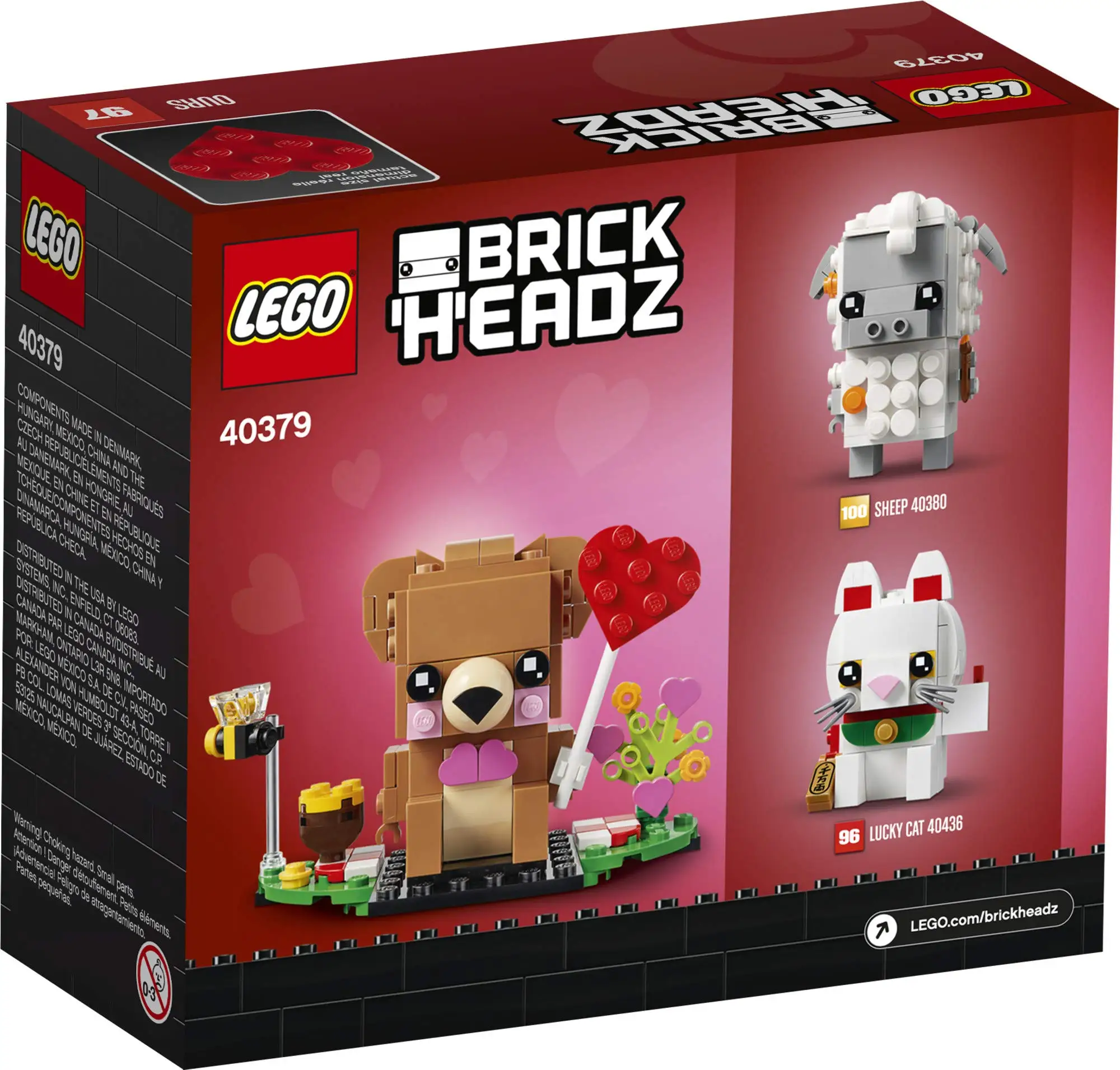 LEGO & BrickHeadz Valentine\'s Bear Children Building Blocks Toys Gift 40379 (150 Pieces)