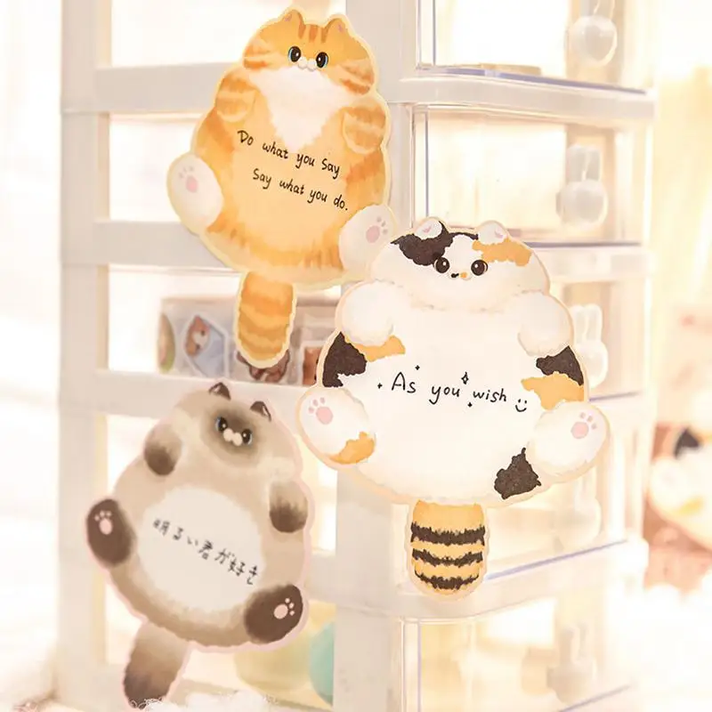 Cat Note Pads Self-Sticky Note Pads โน้ตบุ๊คน่ารัก Notepad Memo Easy โพสต์สนุกกาวสติกเกอร์สําหรับเพื่อนคนรักแมว