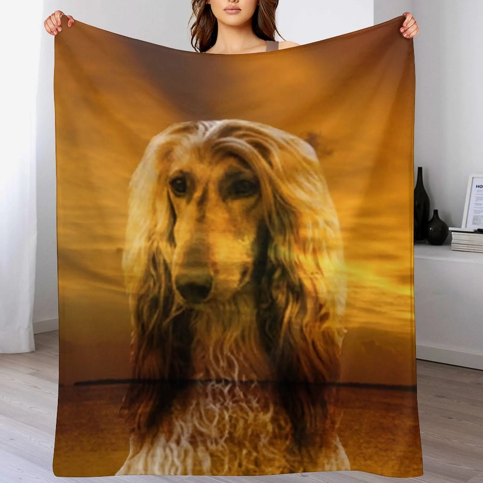 Dog Afghan Hound Throw Blanket Bed linens Picnic Blankets