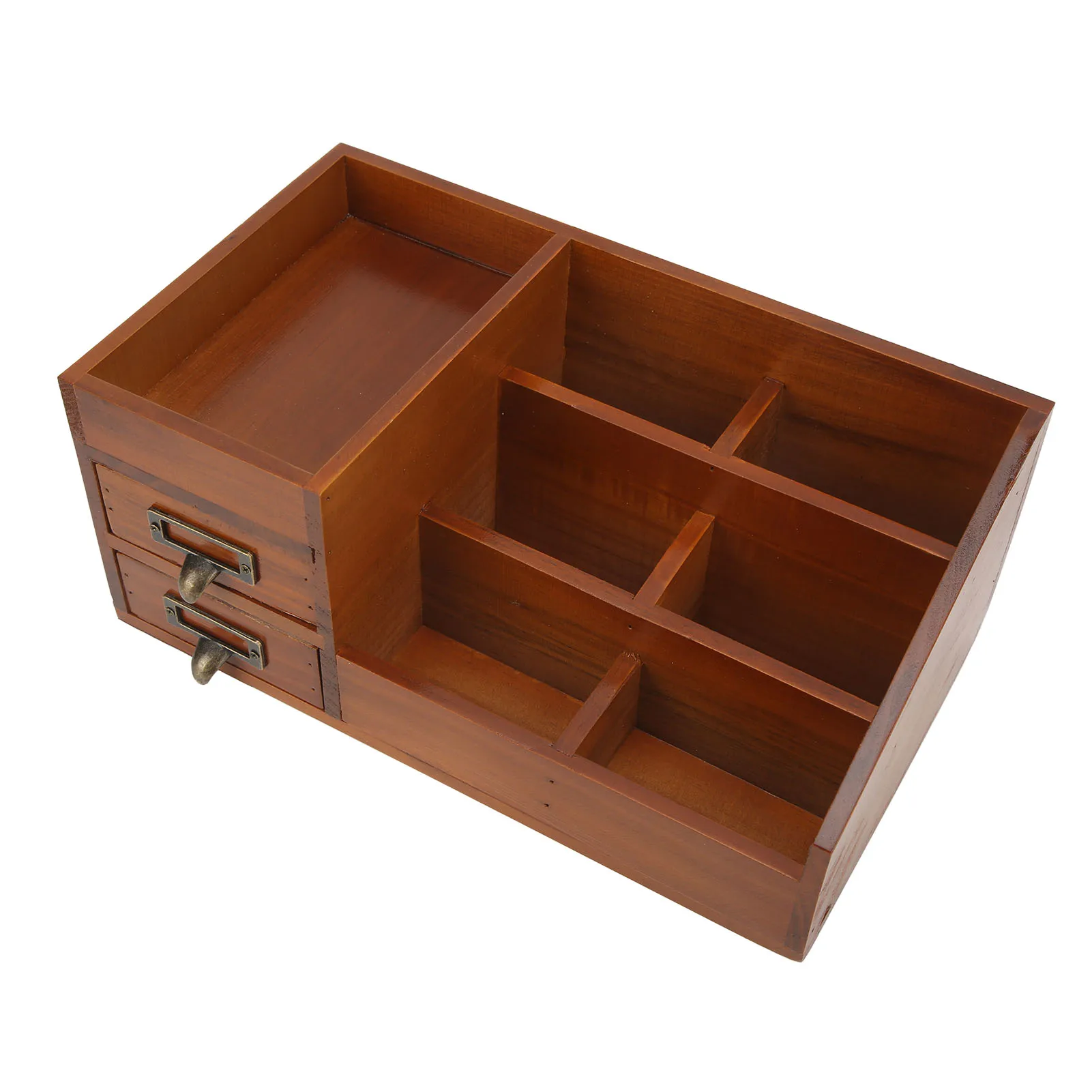 Wood Desk Organizer Antique Retro Multi Layer Wooden Storage Cabinet Desktop Cosmetic Makeup Drawer Jewelry Storage Box