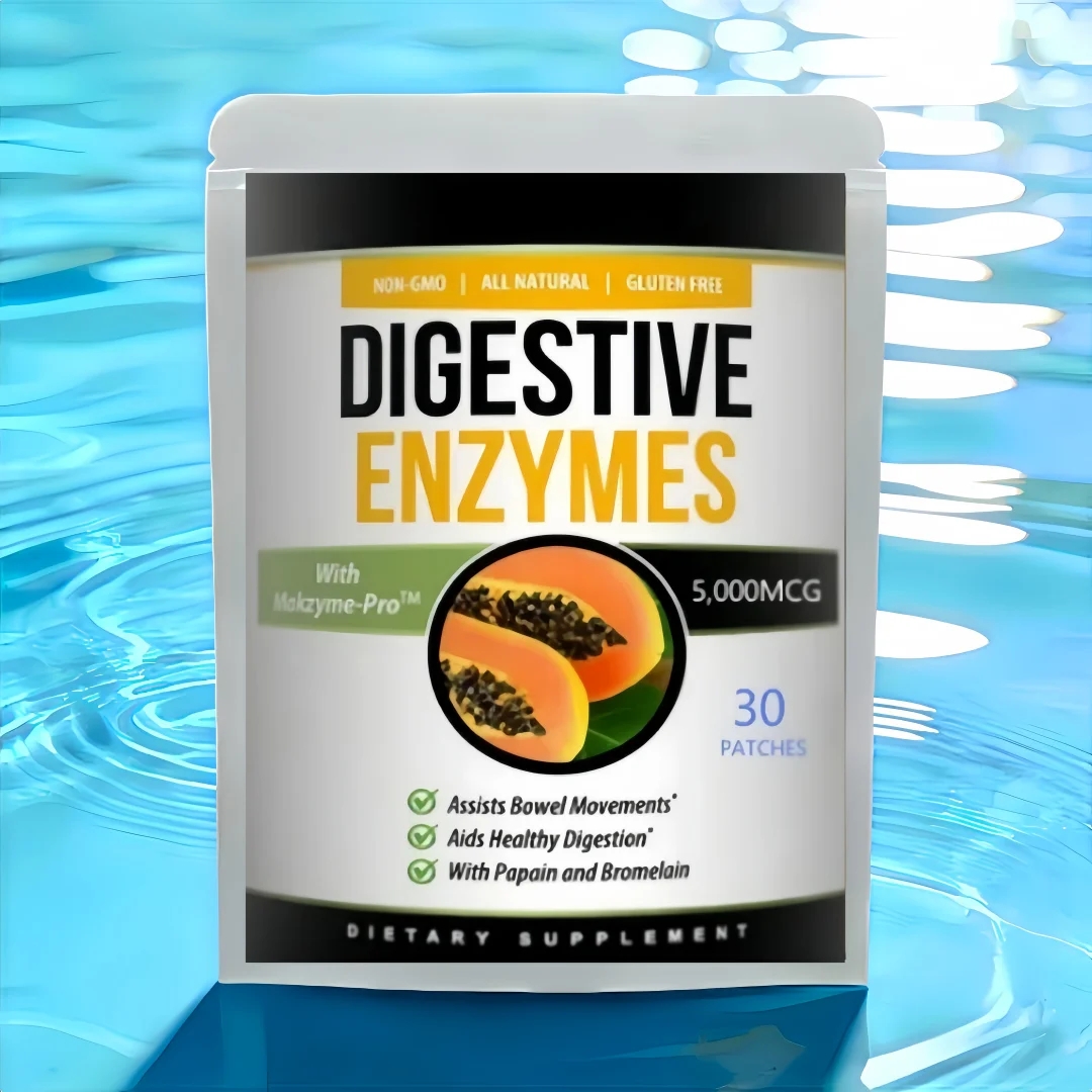 Digestive Enzymes w/ Prebiotic & Probiotics, Gas, Constipation & Bloating Relief, 30 Transdermal Patches 1 Month Supply
