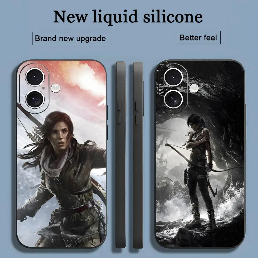 لعبة تومب رايدر حافظة هاتف ساخنة آيفون 17 16 15 14 13 12 11 X XR XS 8 Plus Mini Pro Max غطاء ناعم أسود مقاوم للصدمات