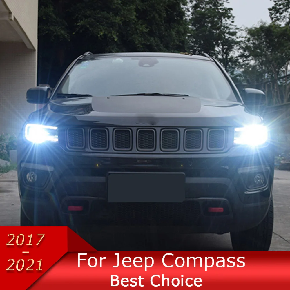 Lampu mobil untuk Kompas 2017-2021 Grand Cherokee lampu depan mobil rakitan Upgrade bifokal lensa lampu sinyal Aksesori Alat