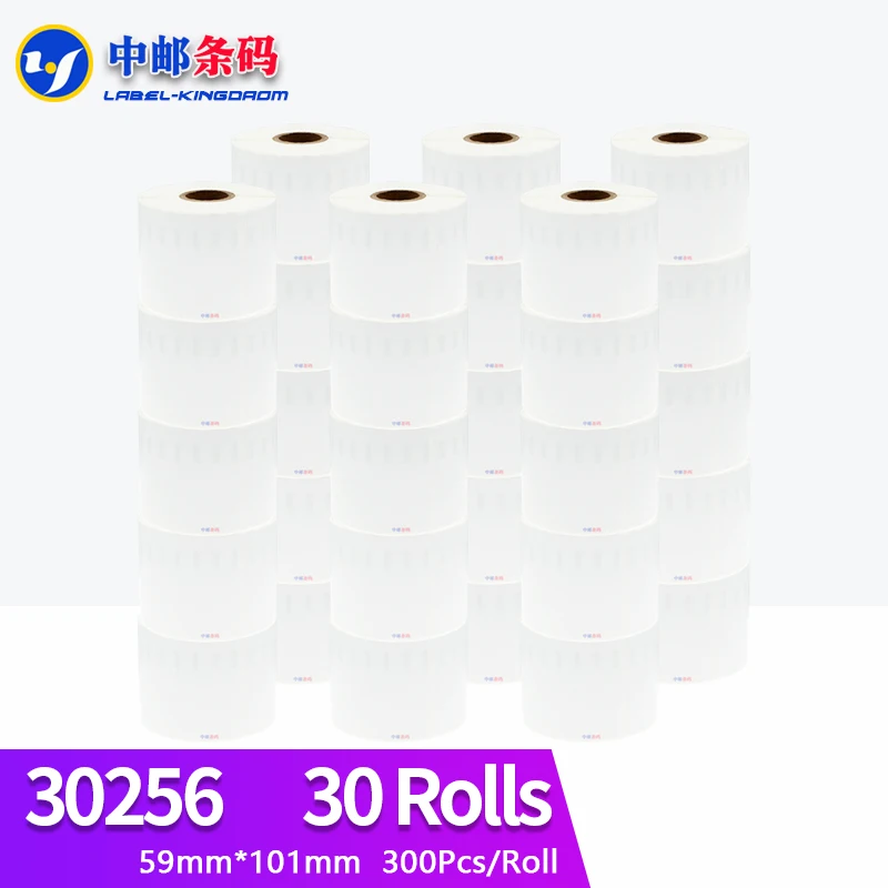 

30 Rolls Dymo Compatible 30256 White Label 59mm*101mm 300Pcs/Roll Compatible for LabelWriter 450Turbo Printer Seiko SLP 440 450