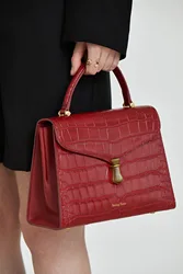 Retro Alligator Print Handbag Red Handle Bags For Women Pu Leather One Shoulder Crossbody Bolsos 2022 New