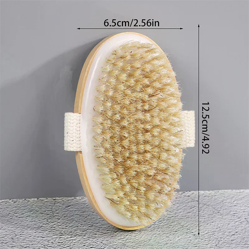 Sikat Bulu Alami Lembut untuk Kulit Basah dan Kering, Sikat SPA Tubuh, Pijat Mandi, Sikat Mandi Basah dan Kering untuk Rumah, Sikat Mandi Pengelupas Kulit