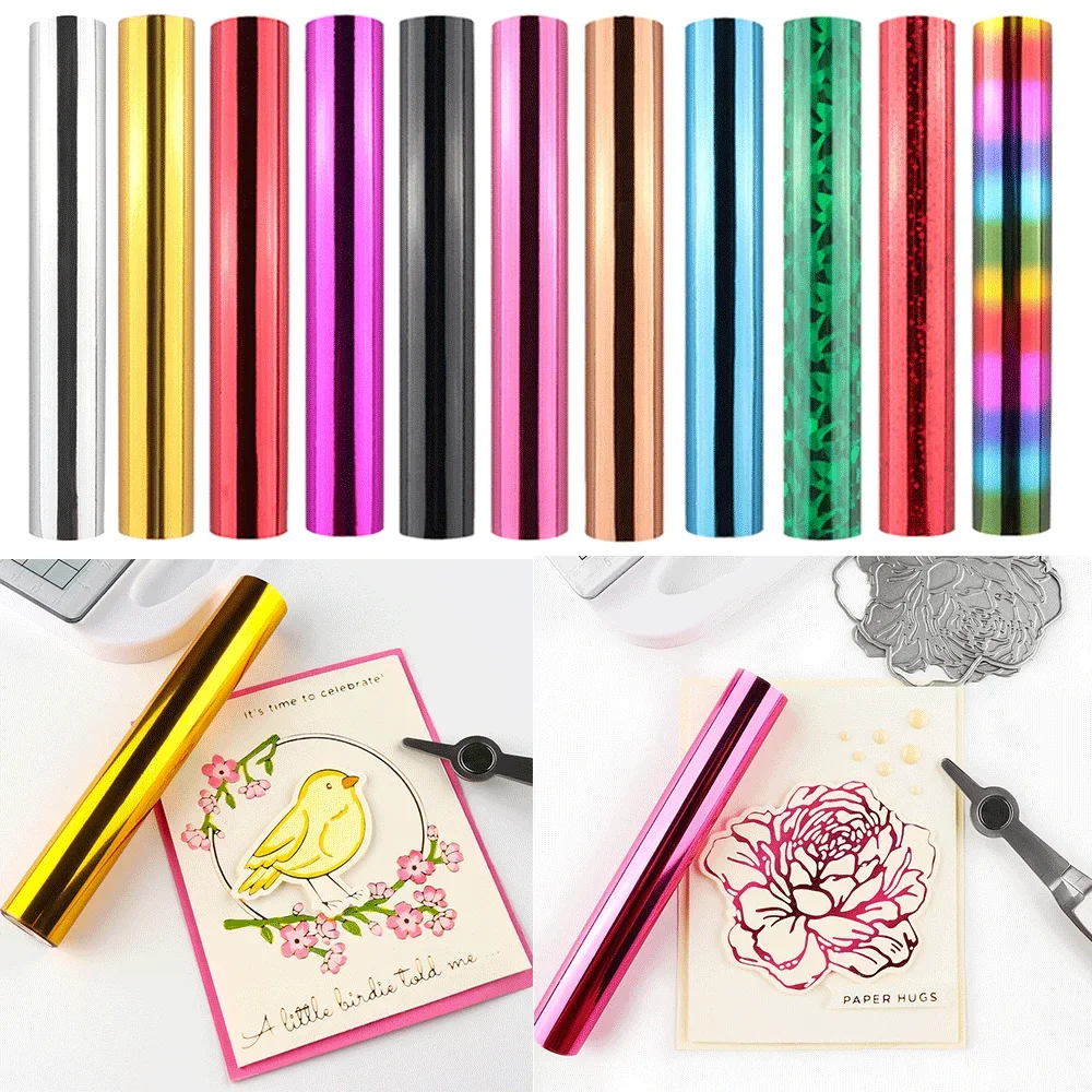 

1 Roll 5Mx15CM Heat Activated Foil Hot Stamping Foil Paper Foil Holographic Heat Foil Transfer Sheets for DIY Crafts