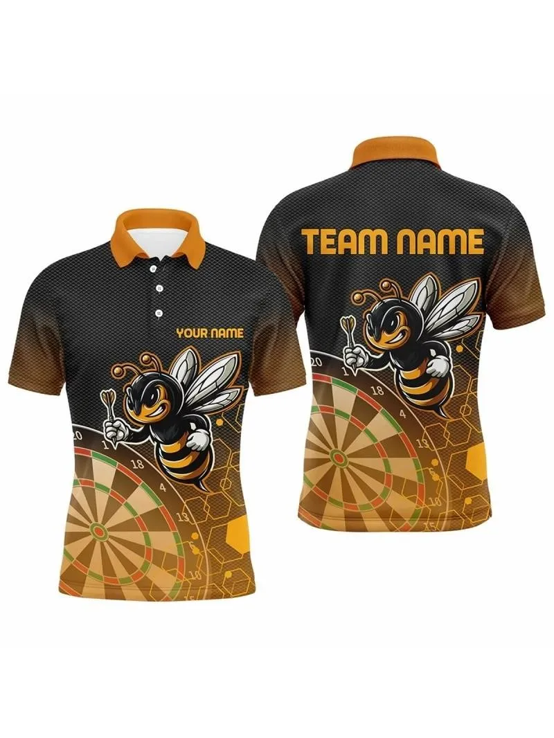 Polo de fléchettes amusantes imprimé en 3D pour hommes, T-Shirts à motif de nom personnalisé, hauts amples à manches courtes, T-Shirts à revers, été