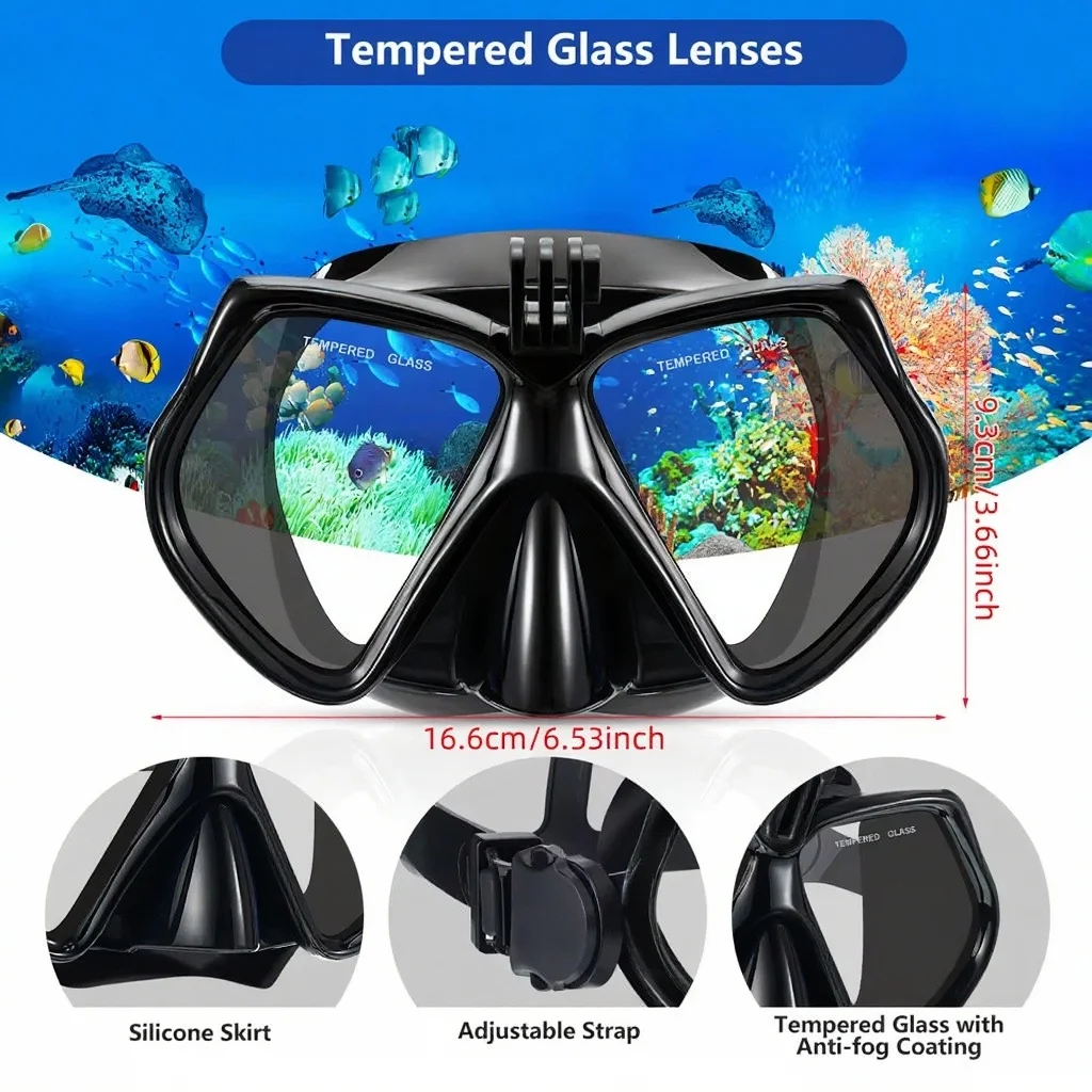 Gafas de buceo profesionales para adultos con/sin soporte para cámara GOPRO protección de lente antiniebla gafas de natación para bucear