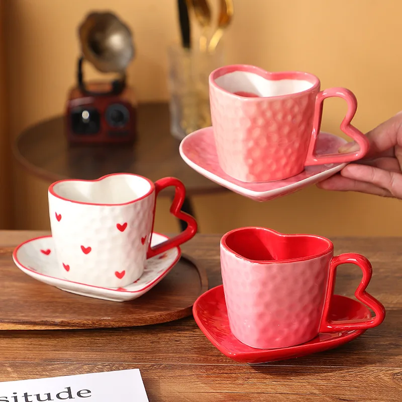 

High-value mugs, household afternoon tea coffee cup and saucer sets, creative love water cups, Valentine's Day gifts